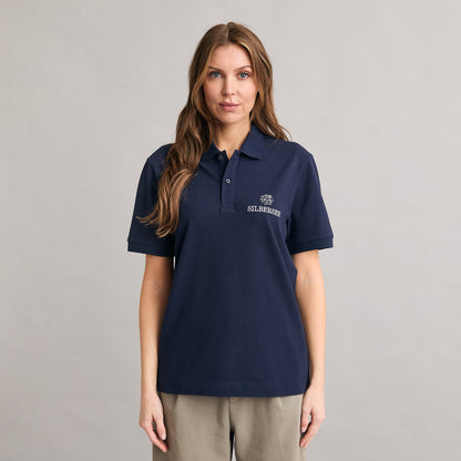 Silbersee Classic Polo - Navy Blue am Damen Model vorne getragen