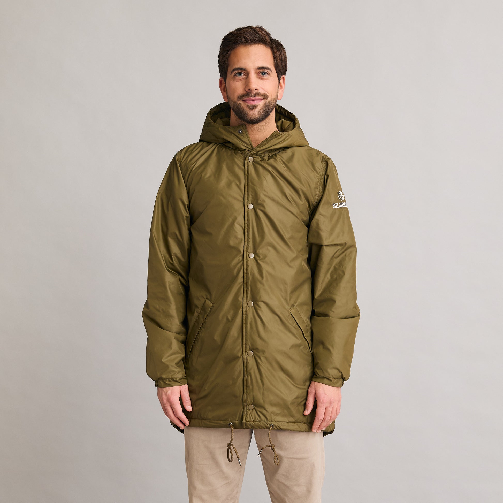 Silbersee British Parker - Khaki am Herren Model vorne getragen